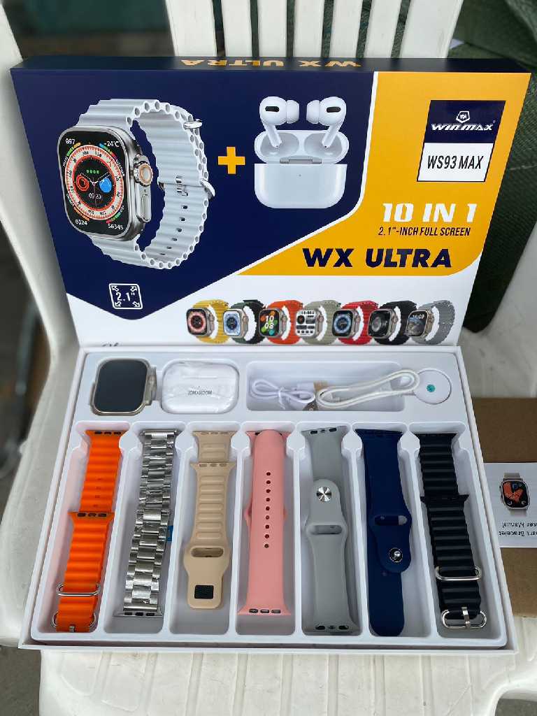 ساعةالذكية WX ULTRA ابو 7احزمة مع سماعة بلوتوث حديثة ايربودز